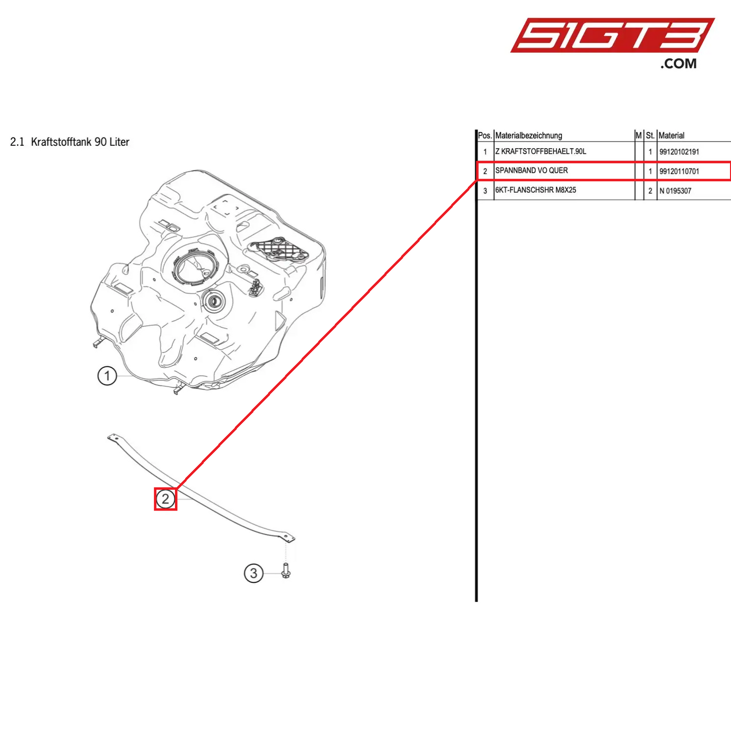 TIGHTENING STRAP FRONT,LATERALLY - 99120110701 [PORSCHE Cayman 981 GT4 Clubsport]