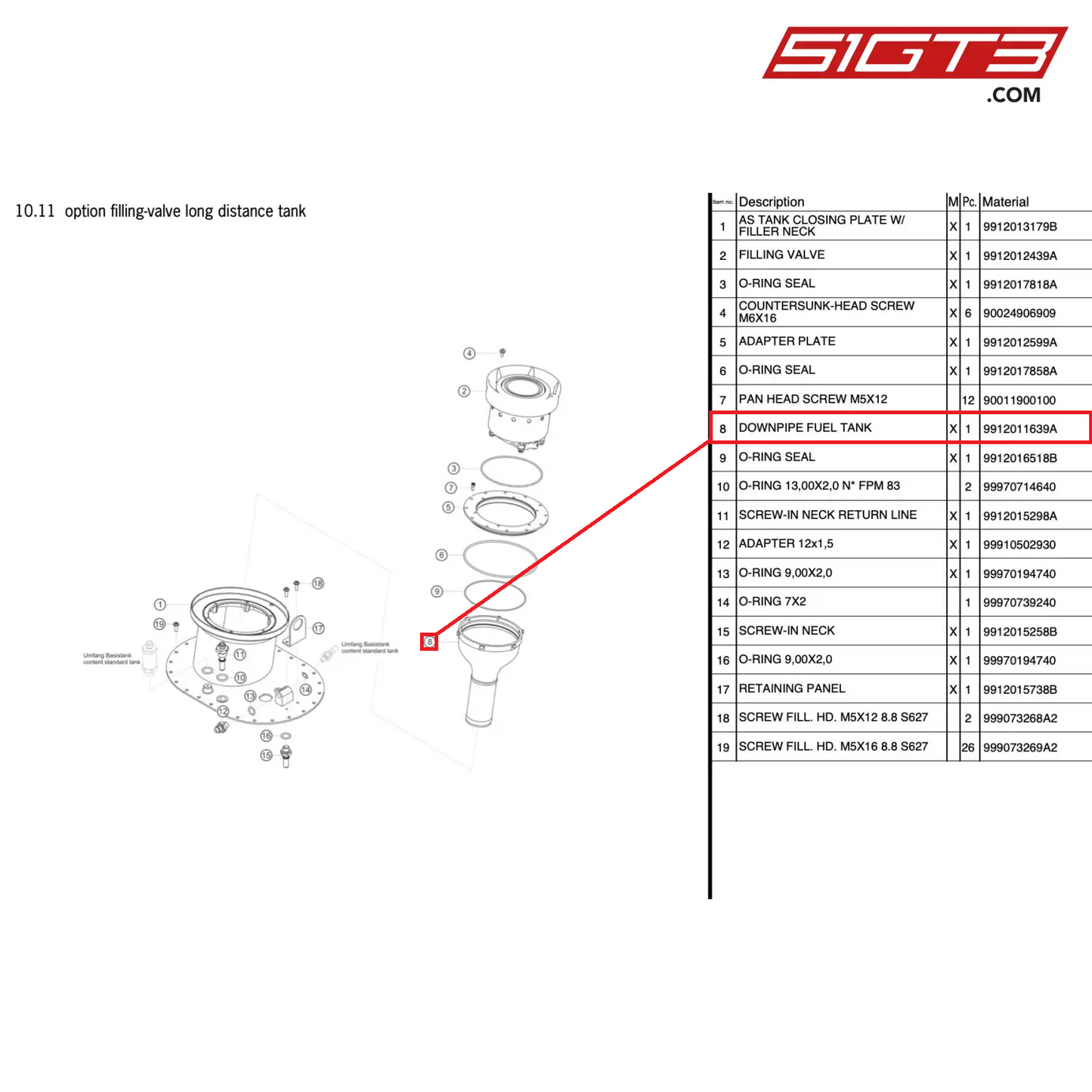 DOWNPIPE FUEL TANK - 9912011639A [PORSCHE 911 GT3 Cup Type 991 (GEN 2)]