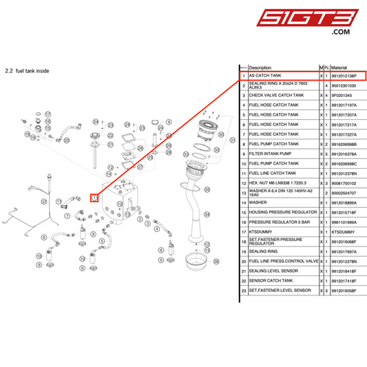 ASキャッチタンク - 9912012138P [ポルシェ 991.1 GT3 R]