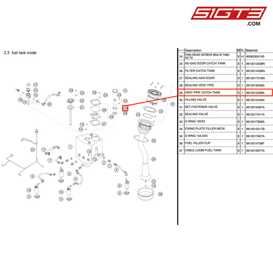 VENT PIPE CATCH TANK - 9912012298A [PORSCHE 991.1 GT3 R]