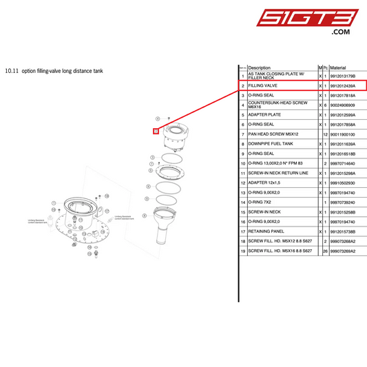 FILLING VALVE - 9912012439A [PORSCHE 991.2 GT3 Cup]