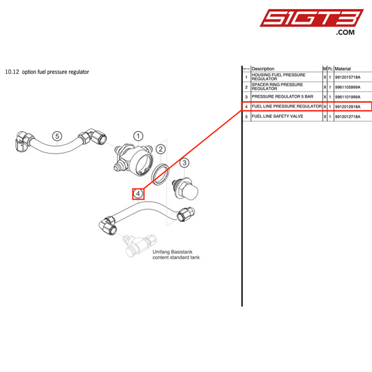 FUEL LINE PRESSURE REGULATOR - 9912012918A [PORSCHE 911 GT3 Cup Type 991 (GEN 2)]