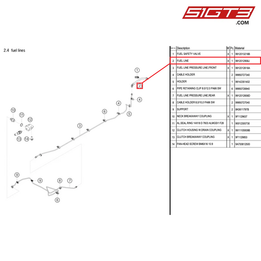 FUEL LINE - 9912012958J [PORSCHE 991.1 GT3 Cup (2017)]