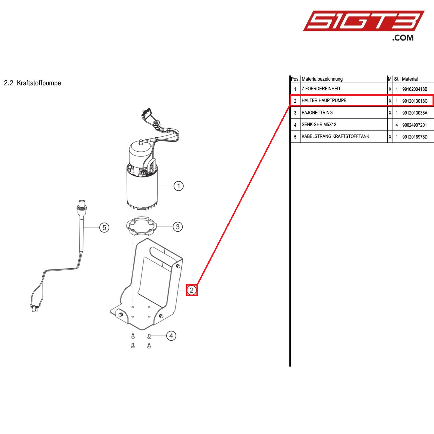 HOLDER MAIN PUMP - 9912013018C [PORSCHE 991.1 GT3 Cup (2014)]