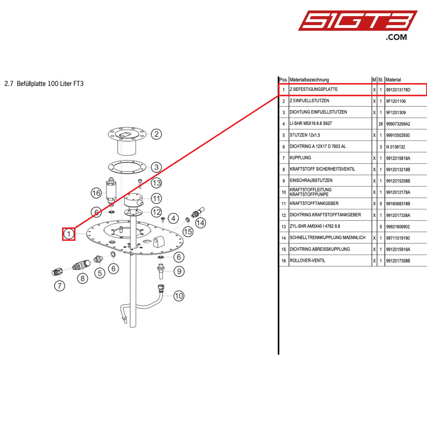 AS FASTENING PLATE - 9912013178D [PORSCHE Cayman 981 GT4 Clubsport]