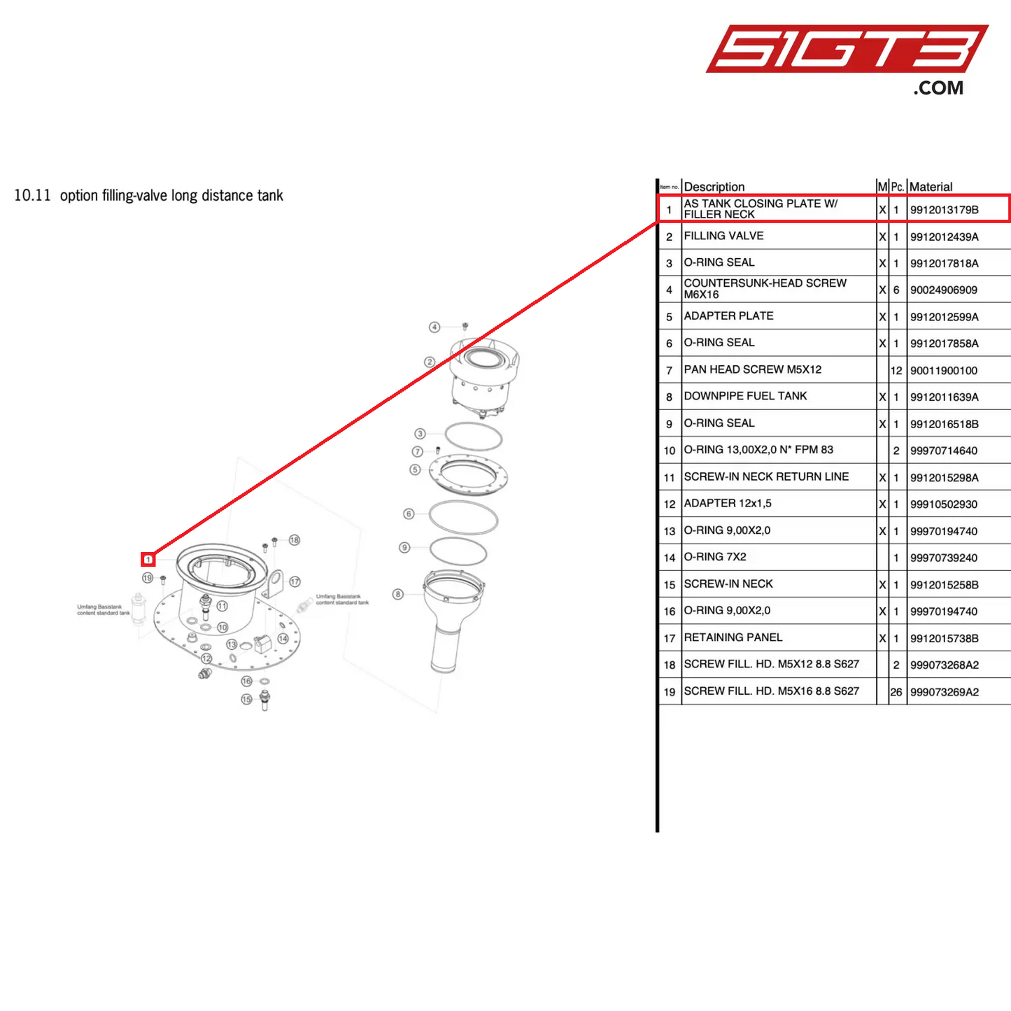 AS TANK CLOSING PLATE W/ FILLER NECK - 9912013179B [PORSCHE 911 GT3 Cup Type 991 (GEN 2)]