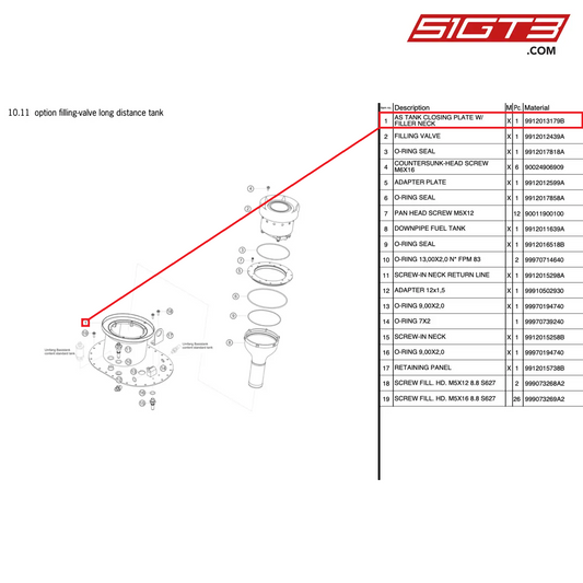 AS TANK CLOSING PLATE W/ FILLER NECK - 9912013179B [PORSCHE 991.2 GT3 Cup]