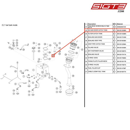 AS GAS DOOR CATCH TANK - 9912013338N [PORSCHE 991.1 GT3 R]