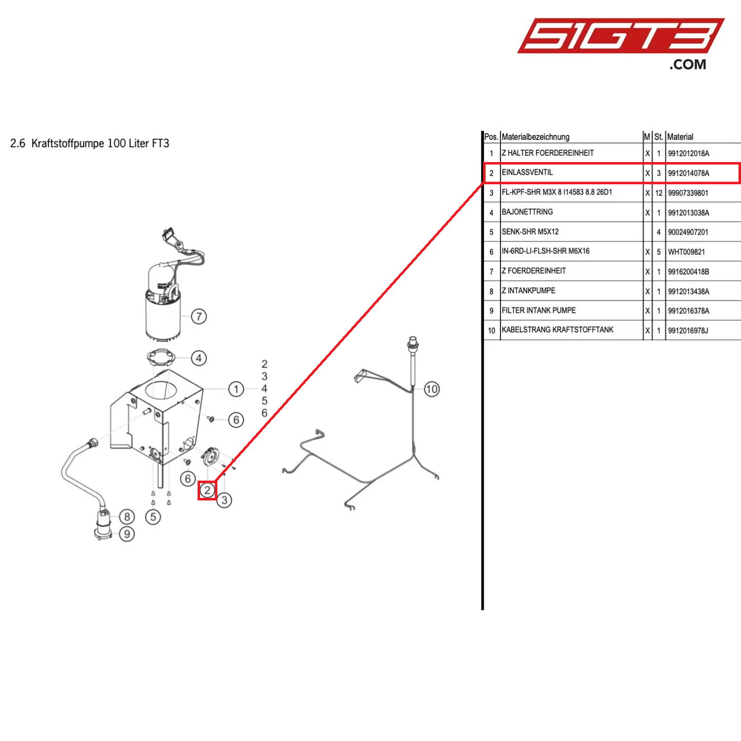 INLET VALVE - 9912014078A [PORSCHE Cayman 981 GT4 Clubsport]