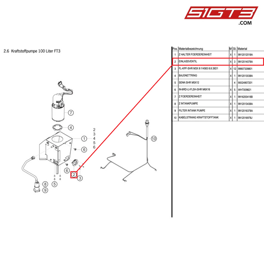 INLET VALVE - 9912014078A [PORSCHE Cayman 981 GT4 Clubsport]