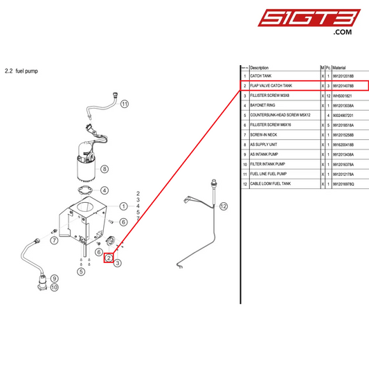 FLAP VALVE CATCH TANK - 9912014078B [PORSCHE 991.1 GT3 Cup (2017)]