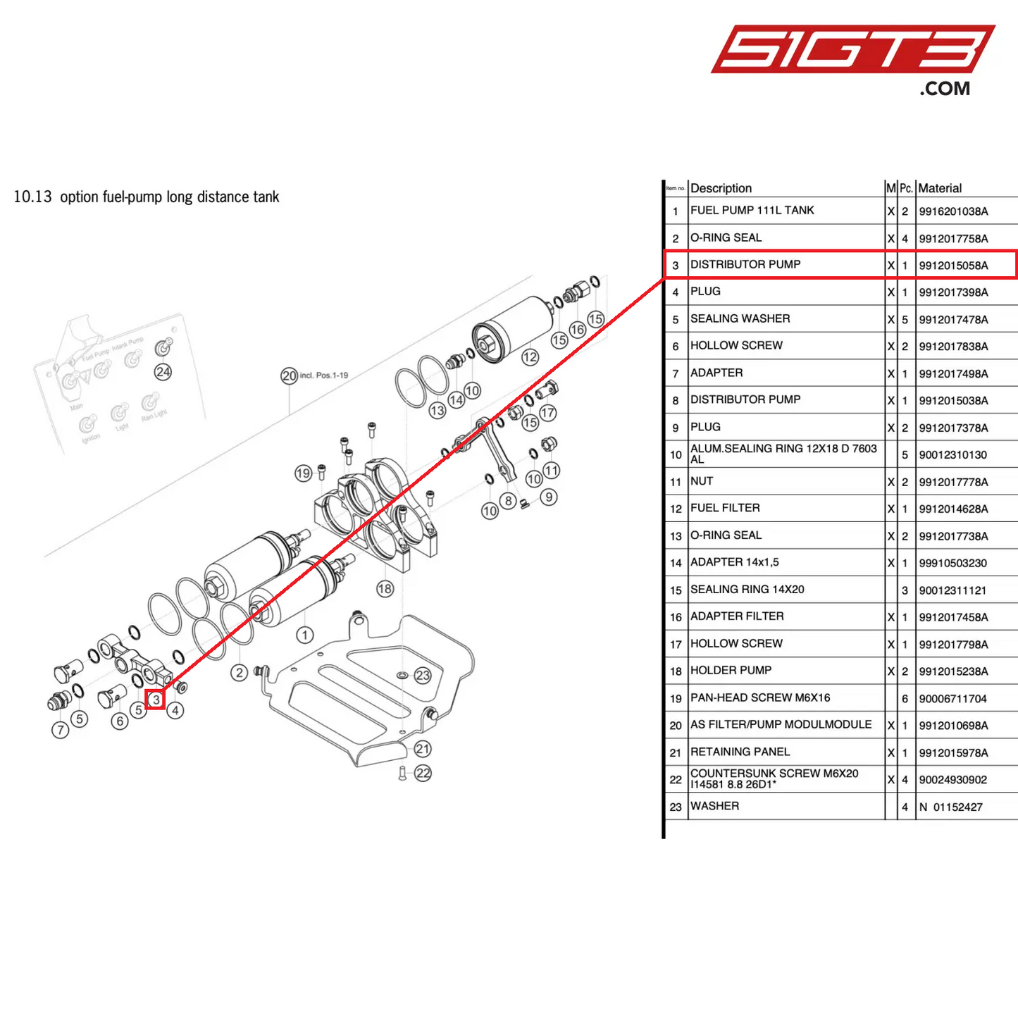 DISTRIBUTOR PUMP - 9912015058A [PORSCHE 911 GT3 Cup Type 991 (GEN 2)]