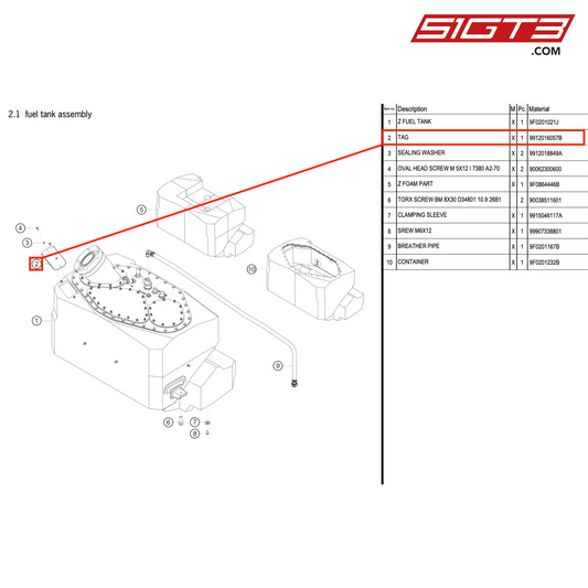 TAG - 9912016057B [PORSCHE 911 GT3 R Type 991 (GEN 2)]