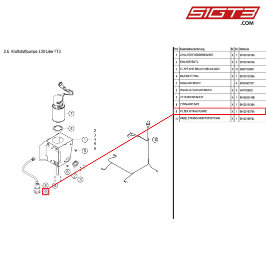 FILTER INTANK PUMP - 9912016378A [PORSCHE Cayman 981 GT4 Clubsport]