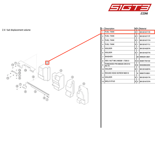 燃料タンク - 9912016717E [ポルシェ 991.1 GT3 R]