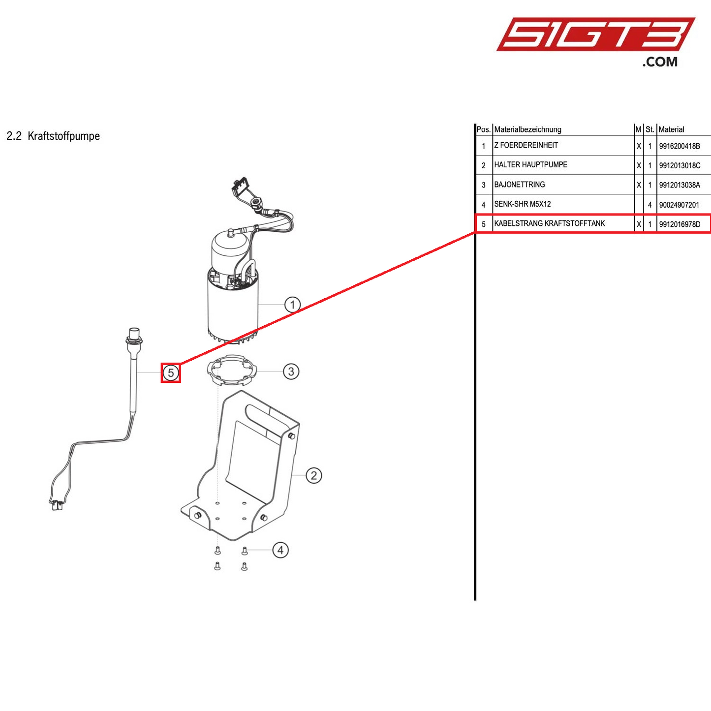 CABLE LOOM FUEL TANK - 9912016978D [PORSCHE 991.1 GT3 Cup (2014)]