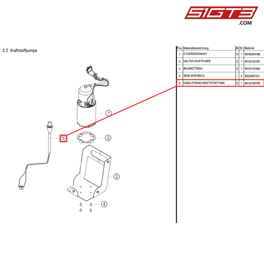 CABLE LOOM FUEL TANK - 9912016978D [PORSCHE 991.1 GT3 Cup (2014)]