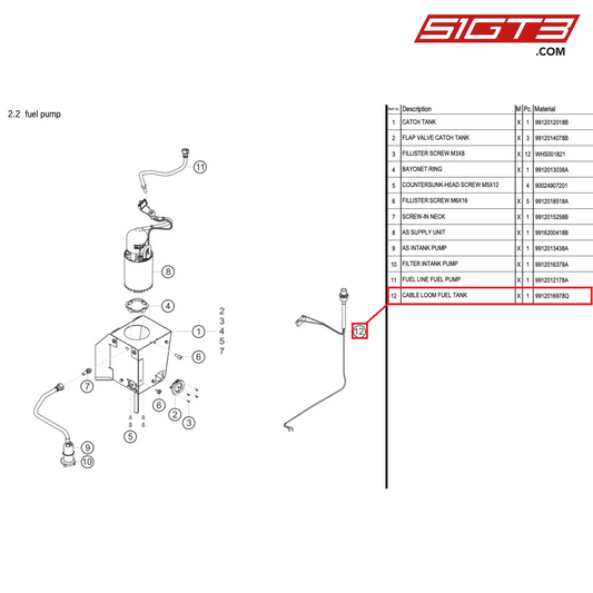 CABLE LOOM FUEL TANK - 9912016978Q [PORSCHE 991.1 GT3 Cup (2017)]