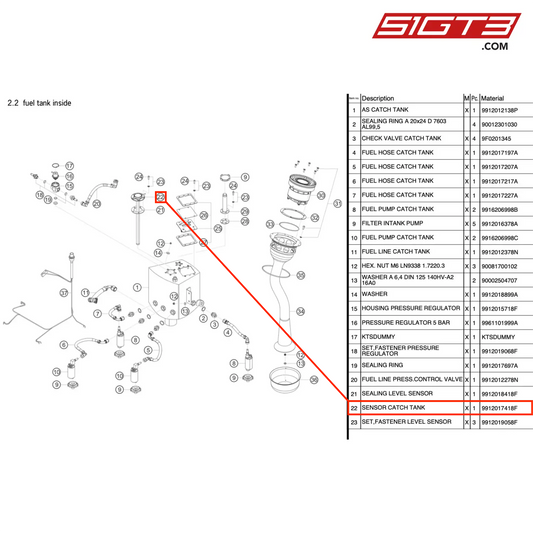 ZBIORNIK WYŁAPUJĄCY CZUJNIK - 9912017418F [PORSCHE 991.1 GT3 R]