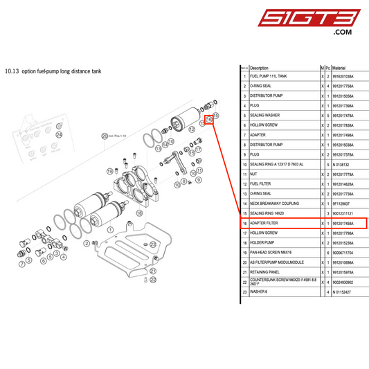 ADAPTER FILTER - 9912017458A [PORSCHE 991.1 GT3 Cup (2017)]