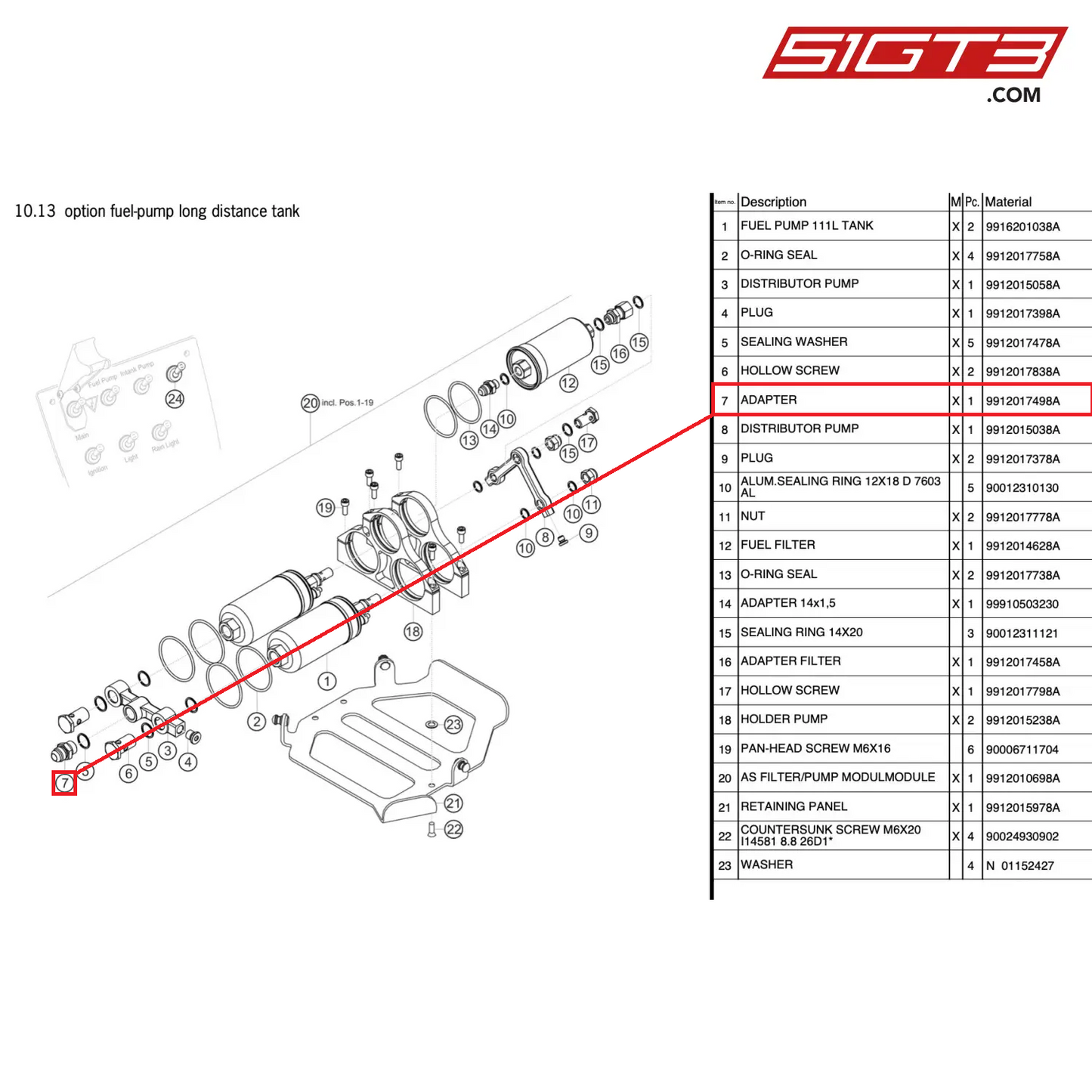 ADAPTER - 9912017498A [PORSCHE 911 GT3 Cup Type 991 (GEN 2)]