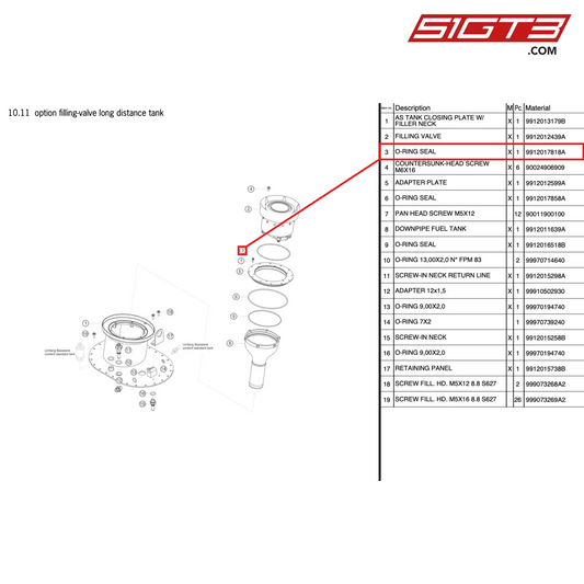 O-RING SEAL - 9912017818A [PORSCHE 991.2 GT3 Cup]