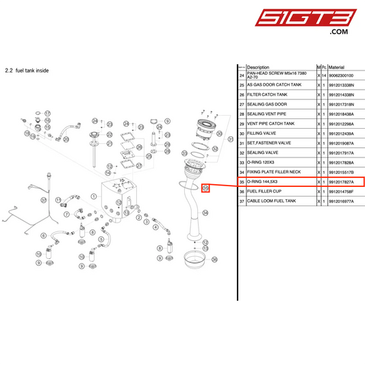 Oリング 144,5X3 - 9912017827A [ポルシェ 991.1 GT3 R]