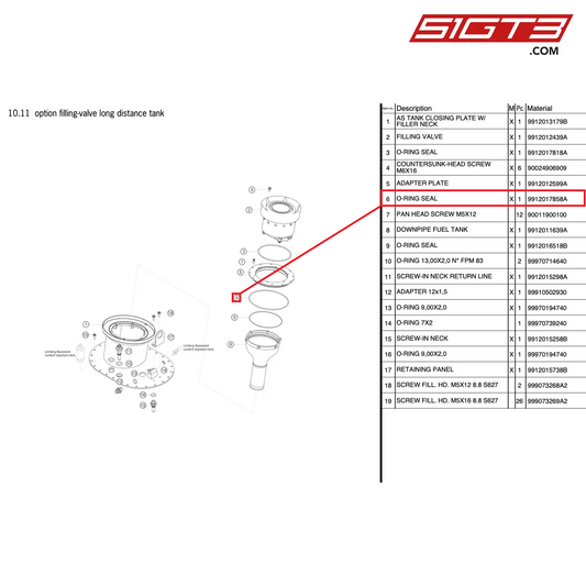 O-RING SEAL - 9912017858A [PORSCHE 991.2 GT3 Cup]