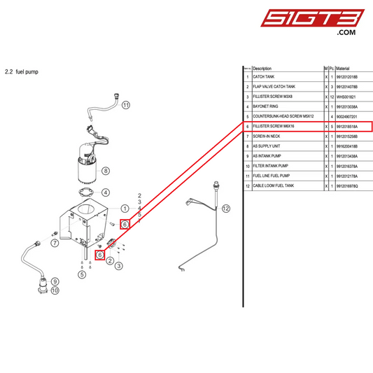 FILLISTER SCREW M6X16 - 9912018518A [PORSCHE 991.1 GT3 Cup (2017)]