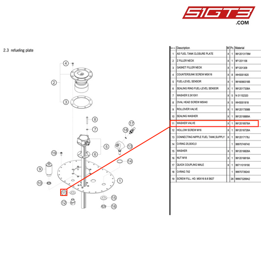 WASHER VALVE - 9912018578A [PORSCHE 991.1 GT3 Cup (2017)]