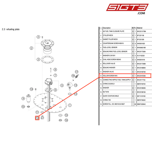 HOLLOW SCREW M16 - 9912018728A [PORSCHE 991.1 GT3 Cup (2017)]