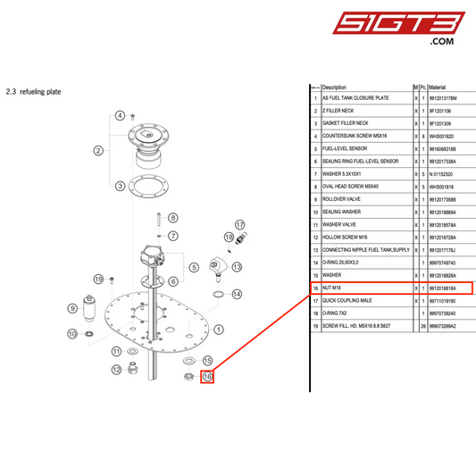 NUT M18 - 9912018818A [PORSCHE 991.1 GT3 Cup (2017)]