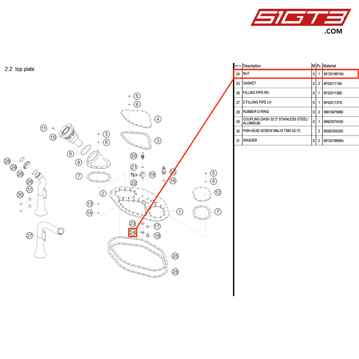 NUT - 9912018819A [PORSCHE 911 GT3 R Type 991 (GEN 2)]