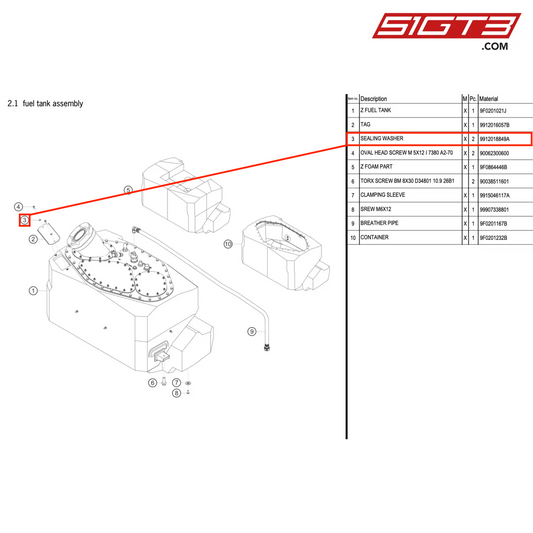 SEALING WASHER - 9912018849A [PORSCHE 911 GT3 R Type 991 (GEN 2)]