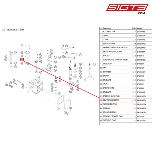 COUNTERSUNK SCREW - 9912018857A [PORSCHE 911 GT3 R Type 991 (GEN 2)]