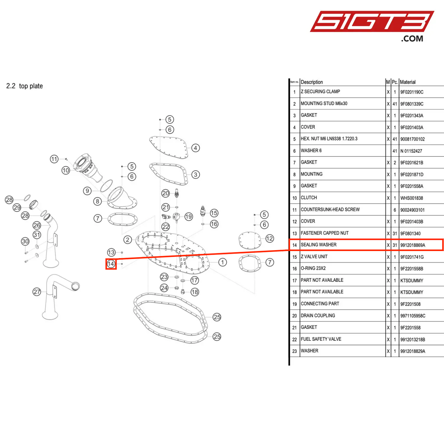 SEALING WASHER - 9912018869A [PORSCHE 911 GT3 R Type 991 (GEN 2)]