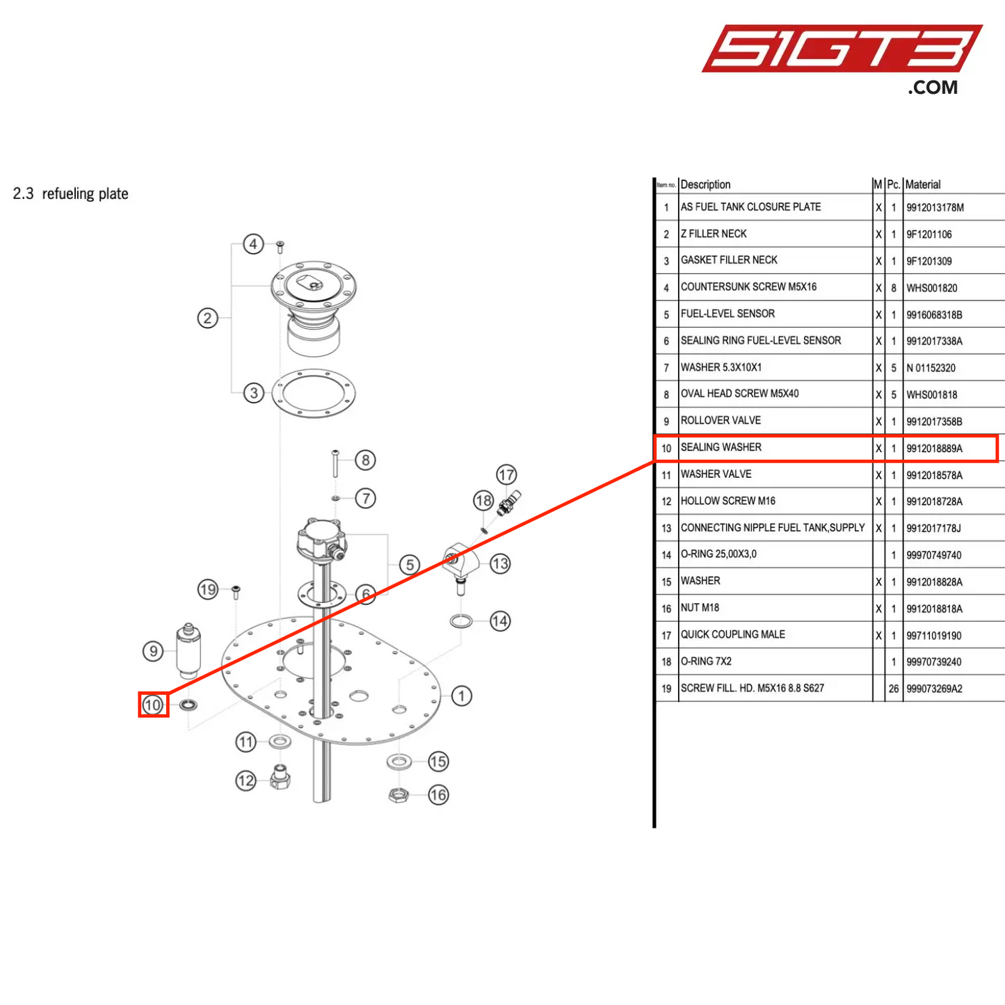 SEALING WASHER - 9912018889A [PORSCHE 991.1 GT3 Cup (2017)]