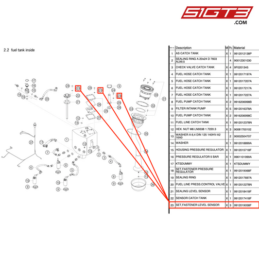CZUJNIK POZIOMU ZAPIĘCIA, SZYBKI - 9912019058F [PORSCHE 991.1 GT3 R]