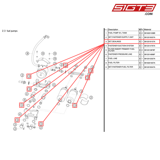SET,SEALINGS - 9912019107A [PORSCHE 991.1 GT3 R]
