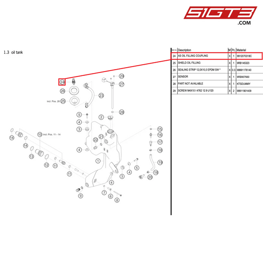 AS OIL FILLING COUPLING - 9912070318C [PORSCHE 992.1 GT3 R]