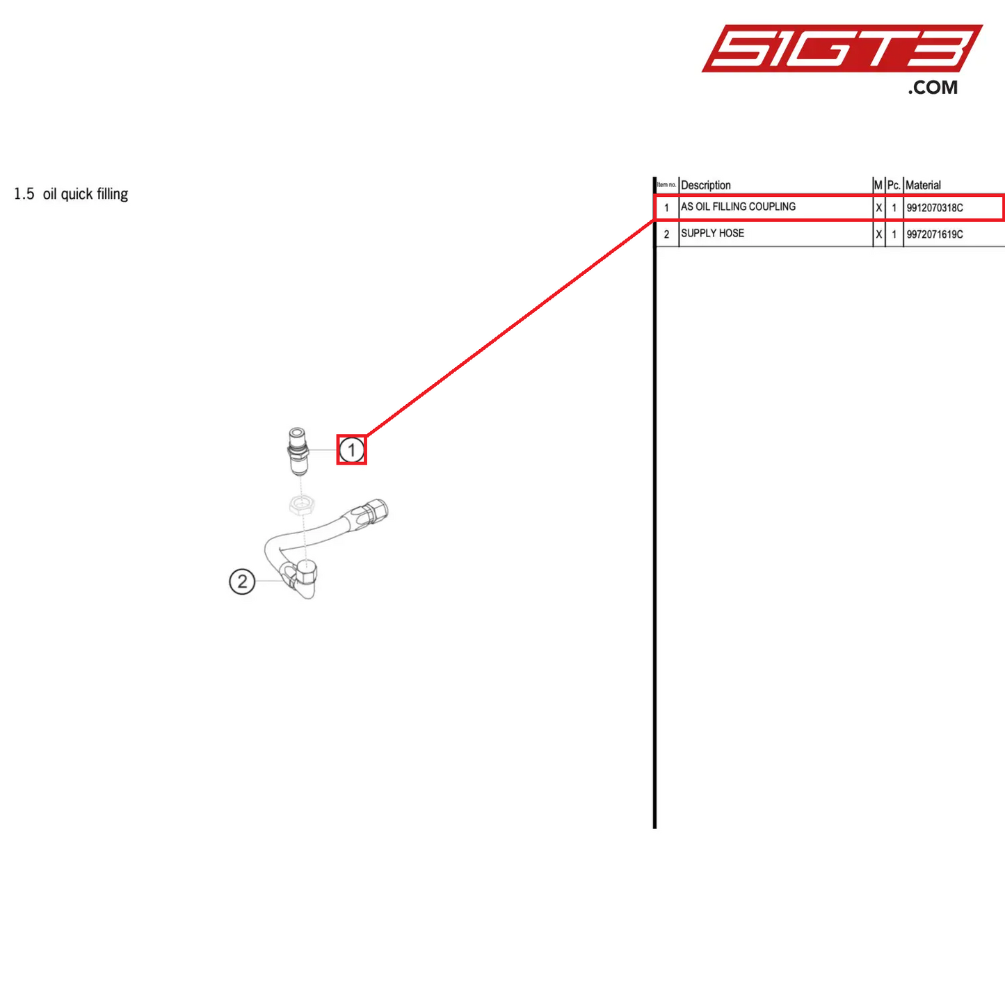 AS OIL FILLING COUPLING - 9912070318C [PORSCHE 911 GT3 R Type 991 (GEN 2)]