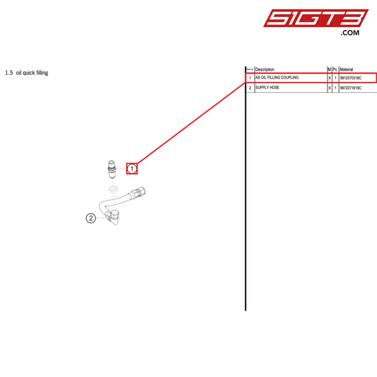 AS OIL FILLING COUPLING - 9912070318C [PORSCHE 911 GT3 R Type 991 (GEN 2)]