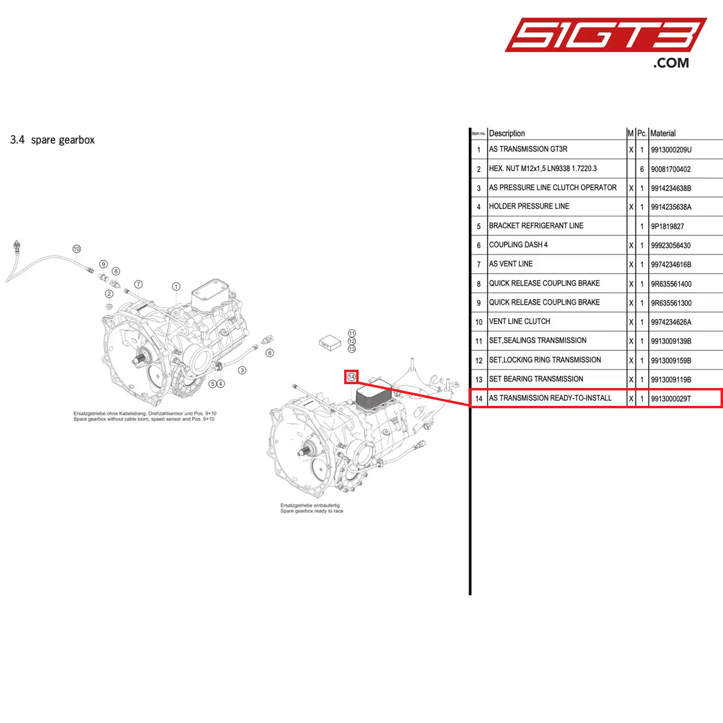 AS TRANSMISSION READY-TO-INSTALL - 9913000029T [PORSCHE 911 GT3 R Type 991 (GEN 2)]