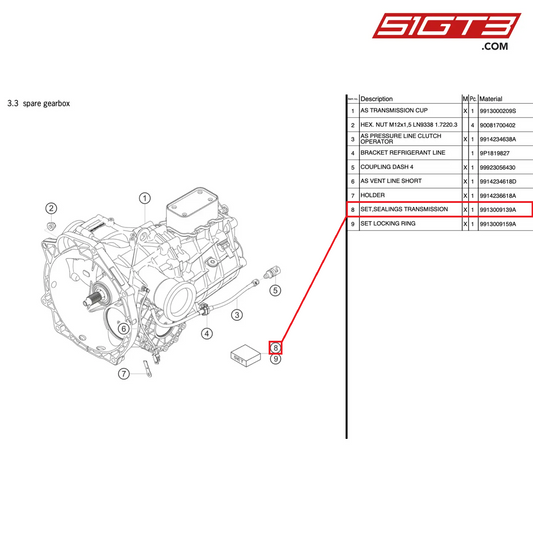 SET,SEALINGS TRANSMISSION - 9913009139A [PORSCHE 991.2 GT3 Cup]