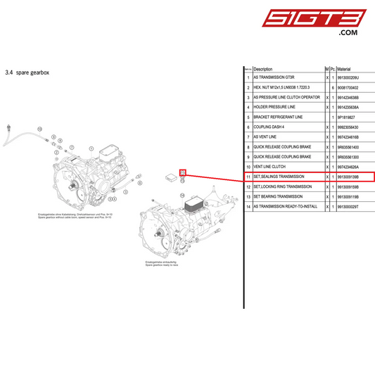 SET,SEALINGS TRANSMISSION - 9913009139B [PORSCHE 991.2 GT3 R]