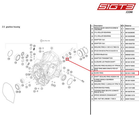 BAGUE DE GUIDAGE - 9913011199B [PORSCHE 991.2 GT3 Cup]