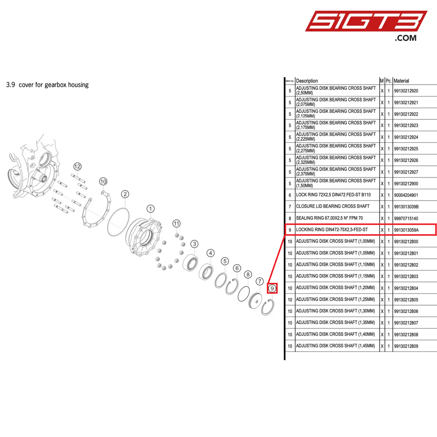 LOCKING RING DIN472-75X2,5-FED-ST - 9913013059A [PORSCHE 911 GT3 R Type 991 (GEN 2)]