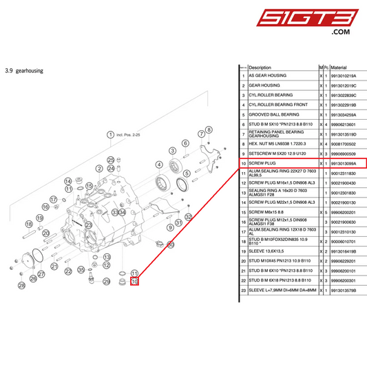 SCREW PLUG - 9913013099A [PORSCHE 991.2 GT3 Cup]