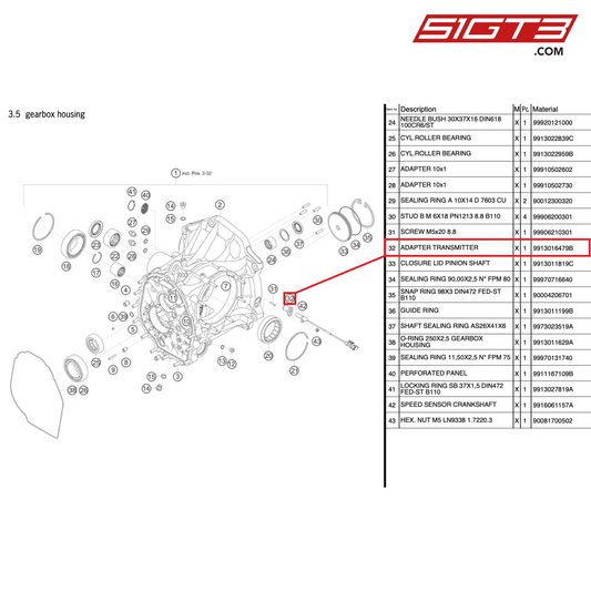 ADAPTER TRANSMITTER - 9913016479B [PORSCHE 991.2 GT3 Cup]