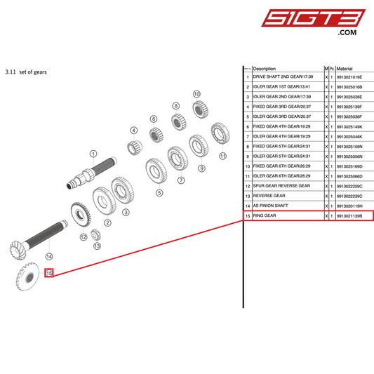 RING GEAR - 9913021139B [PORSCHE 991.1 GT3 R]